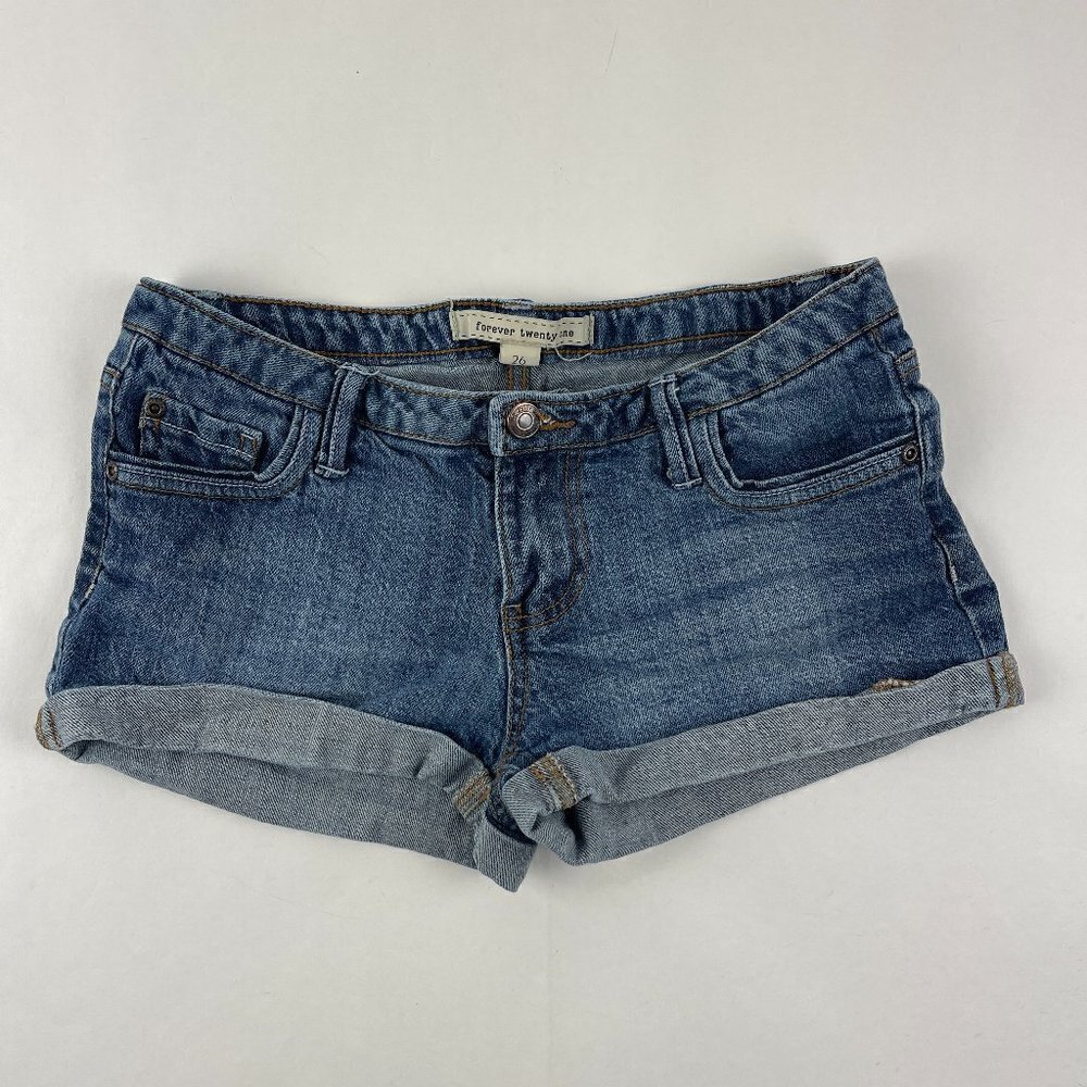 Forever 21 Jean Shorts Womens Juniors Size 26 Denim Blue Pockets